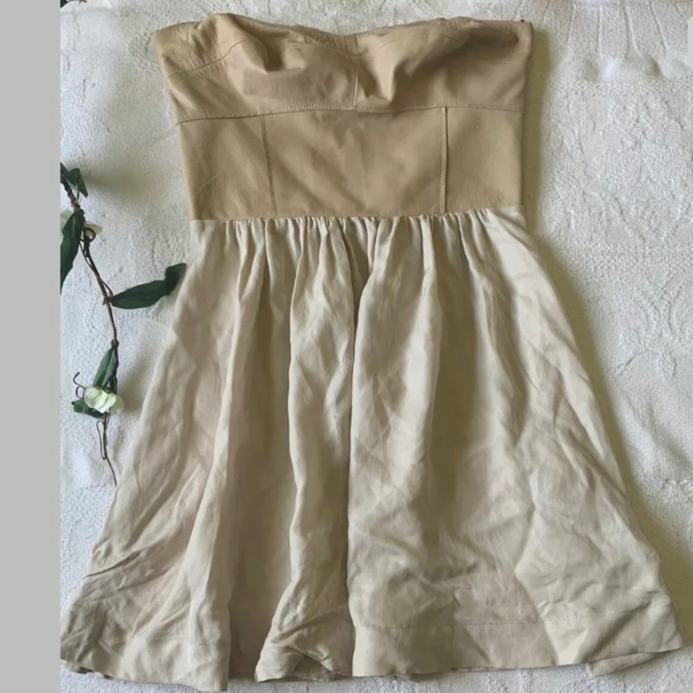 Rebecca Taylor Lil Bit strapless dress leather 4 - Picture 3 of 7